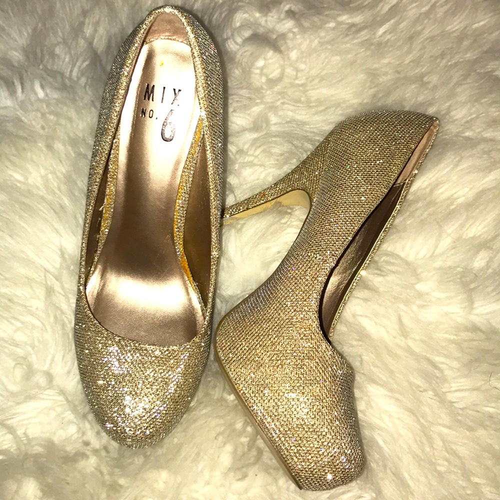 Gold Metallic Glitter Heels/Stilettos